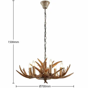 Best Sale Lindby Tejask suspension, bois de cerf, 6 lampes, 70 cm