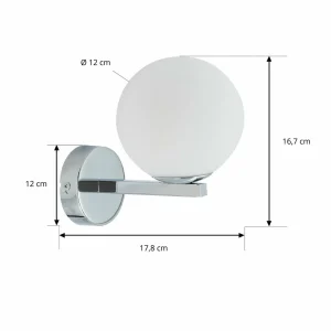 Hot Lucande applique murale Bidolo, couleur chrome, verre, Ø 12 cm, IP44
