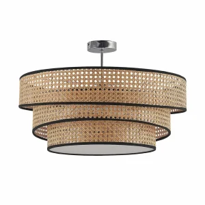 Best Lucande Elowen plafonnier, tressage de rotin