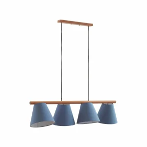 Cheap Lucande Jinda suspension, bois, tissu bleu