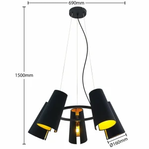 Shop Lucande Kemoni suspension, à cinq lampes