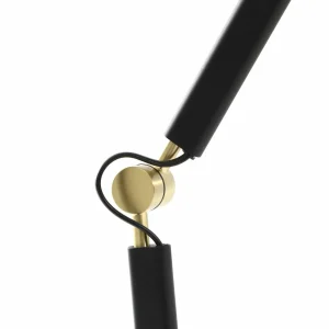 Discount Lucande Lampadaire Marvaine, noir/or, réglable