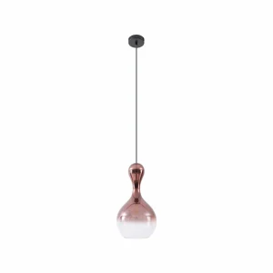 Outlet Lucande Lampe à suspendre Lyrisa, à 1 lampe, couleur cuivre, verre, 22cm