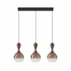 Cheap Lucande Lampe à suspendre Lyrisa, 3 lampes, couleur cuivre, verre, 22cm
