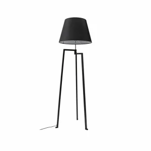Store Lucande lampe sur pied Amona, noir, textile, 150 cm, tripode