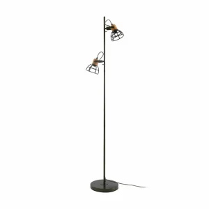 Store Lindby Lucande lampe sur pied Arinthea, à 2 lampes, noir, acier, E14