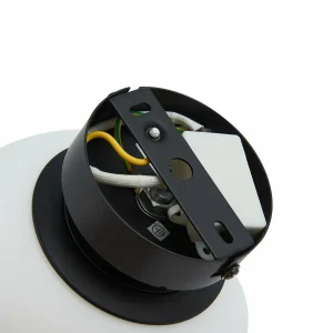 Flash Sale Lucande plafonnier Bidolo, noir, verre, Ø 15 cm, IP44