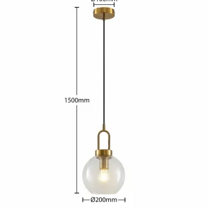 Clearance Lucande suspension Nalian, Ø 20 cm, métal, verre, transparent