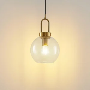 Clearance Lucande suspension Nalian, Ø 20 cm, métal, verre, transparent