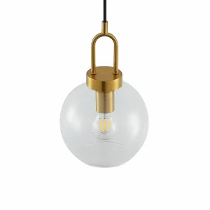 Clearance Lucande suspension Nalian, Ø 20 cm, métal, verre, transparent