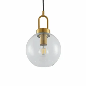Clearance Lucande suspension Nalian, Ø 20 cm, métal, verre, transparent
