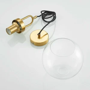Clearance Lucande suspension Nalian, Ø 20 cm, métal, verre, transparent