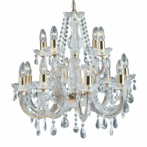 Best Sale Searchlight Lustre à 12 lampes MARIE THERESE aspect laiton