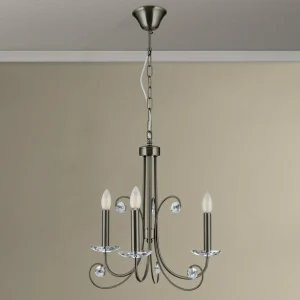 Clearance ORION Lustre Ariane, couleur nickel, Ø 50 cm, cristal, 3 lampes