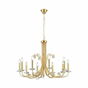 Hot ORION Lustre Ariane, doré, Ø 92 cm, cristal, 10 lampes
