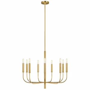 Clearance FEISS Lustre Brianna à neuf lampes laiton bruni