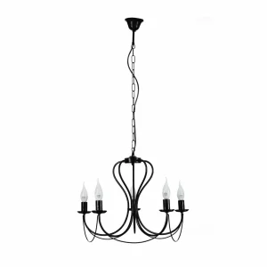Discount ONLI Lustre Candela, noir, à 5 lampes