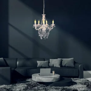 Cheap Näve Lustre Cecilia, blanc, fer/acrylique, Ø 52 cm, à 5 lampes.