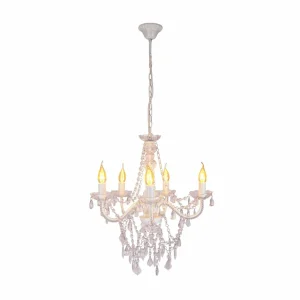 Cheap Näve Lustre Cecilia, blanc, fer/acrylique, Ø 52 cm, à 5 lampes.