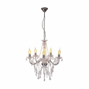 Shop Näve Lustre Cecilia, chrome, fer/acrylique, Ø 52 cm, à 5 lampes.