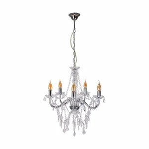 Shop Näve Lustre Cecilia, chrome, fer/acrylique, Ø 52 cm, à 5 lampes.