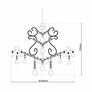 Sale Näve Lustre Cecilia, or, fer/acrylique, Ø 52 cm, à 5 lampes.