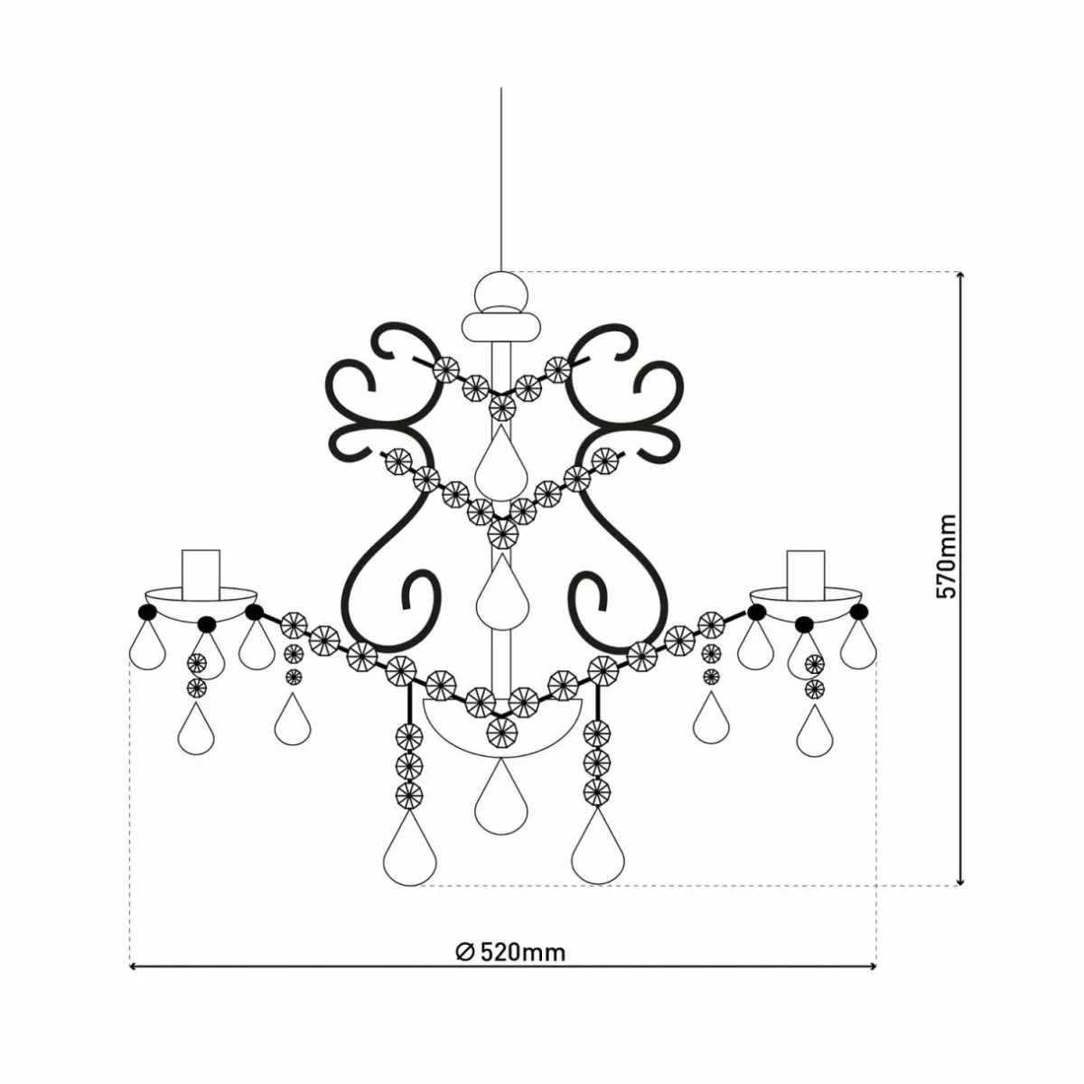 lustre_cecilia_or_feracrylique___cm___lampes_1.webp Sale Näve Lustre Cecilia, or, fer/acrylique, Ø 52 cm, à 5 lampes.