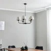 Store TK Lighting Lustre Chicago, abat-jour lin, cinq lampes