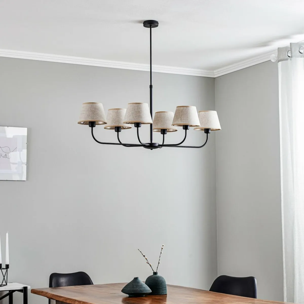 lustre_chicago_abatjour_lin_six_lampes_0.webp Clearance TK Lighting Lustre Chicago, abat-jour lin, six lampes
