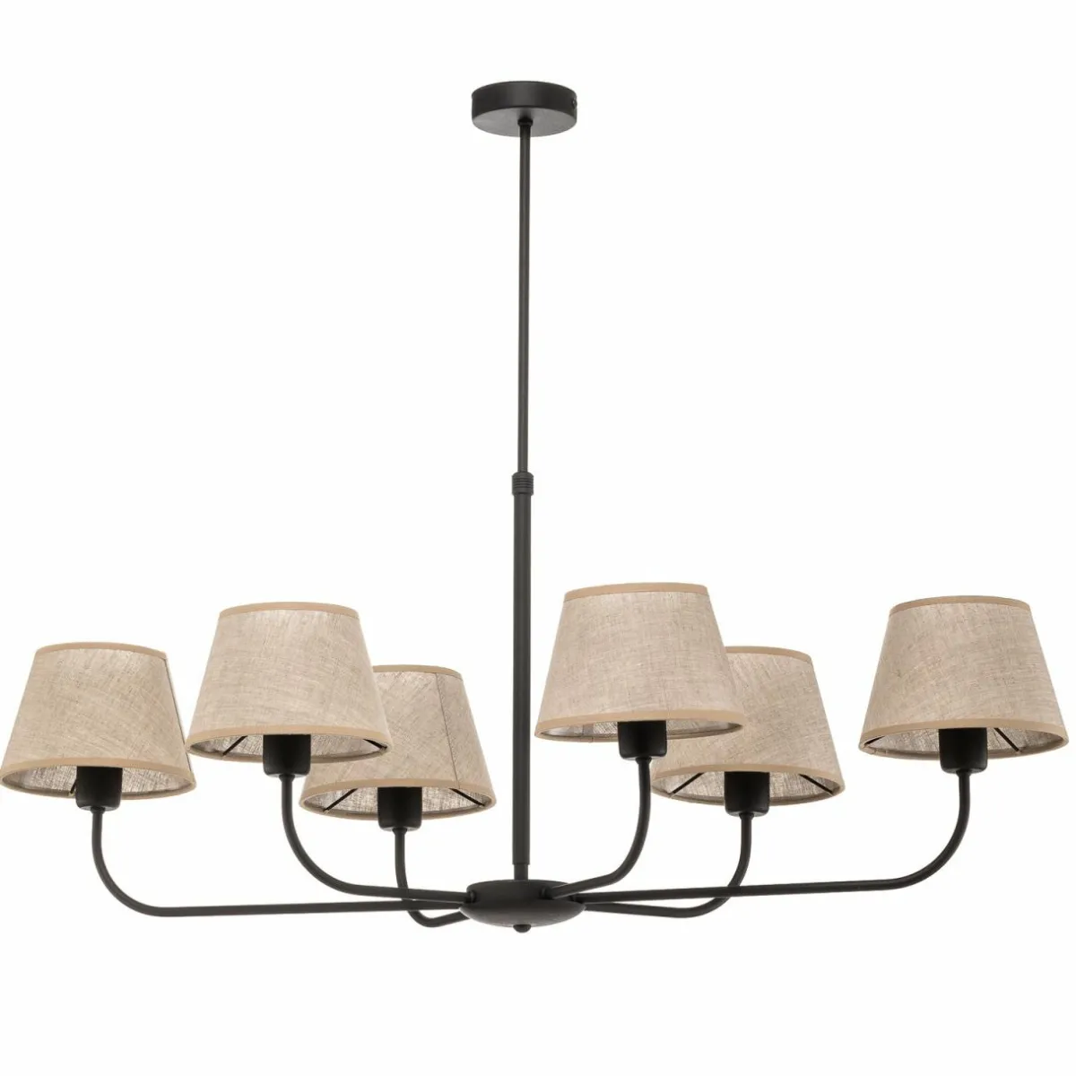 lustre_chicago_abatjour_lin_six_lampes_1.webp Clearance TK Lighting Lustre Chicago, abat-jour lin, six lampes