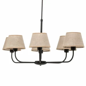 Clearance TK Lighting Lustre Chicago, abat-jour lin, six lampes