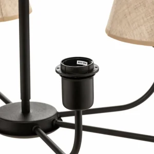 Clearance TK Lighting Lustre Chicago, abat-jour lin, six lampes