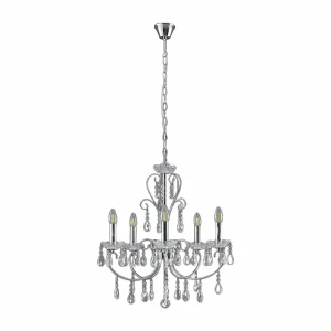 Shop Lucande Lustre chromé Solveig avec des cristaux