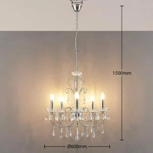 Shop Lucande Lustre chromé Solveig avec des cristaux