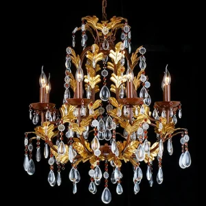 Best Clayre&Eef Lustre CR12 à 8 lampes, avec pendentif en verre