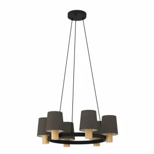 Shop EGLO Lustre Edale, 6 abat-jour tissu cappuccino, rond