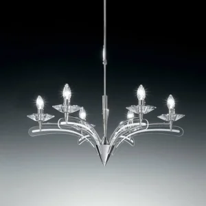 Best Sale Metallux Lustre ICARO à 6 lampes, av. verre cristal, chromé