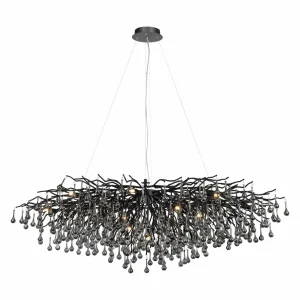 Best Sale Paul Neuhaus Lustre Icicle, noir, suspension en verre, longueur 150 cm