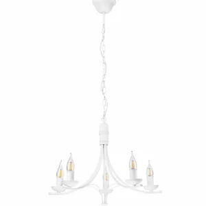 Sale Lamkur Lustre Kandela, à cinq lampes, blanc