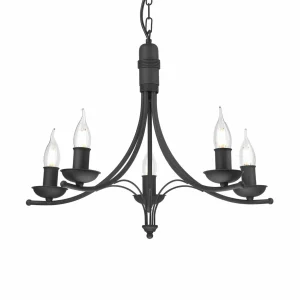 Online Lamkur Lustre Kandela, à cinq lampes, noir