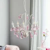 Store ONLI Lustre Kate, 5 lampes blanc, cristaux rosés