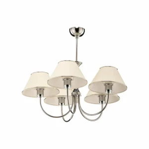 Online Jupiter Lustre London chromé/crème, à 5 lampes