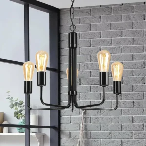 New Lamkur Lustre Malou, à cinq lampes, noir