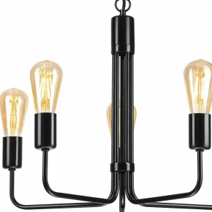 New Lamkur Lustre Malou, à cinq lampes, noir