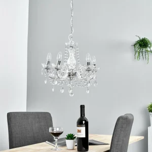 Cheap Searchlight Lustre Marie Therese, chromé, à 5 lampes