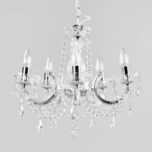 Cheap Searchlight Lustre Marie Therese, chromé, à 5 lampes