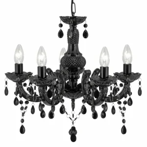 Store Searchlight Lustre Marie Therese, noir, à 5 lampes