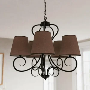 Cheap Lamkur Lustre Midgrad à cinq lampes, brun