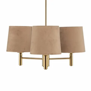 Best Argon Lustre Polo, 3 lampes, beige/laiton foncé