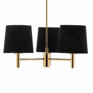 Cheap Argon Lustre Polo, 3 lampes, noir/laiton foncé